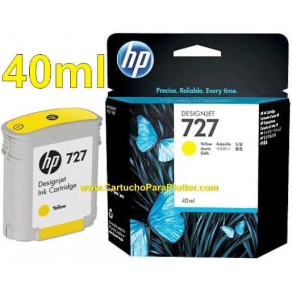 Cartucho HP 727 - Tinta Amarelo 40 ml - B3P15A para Plotter HP Designjet T920, T930, T1500, T1530, T2500 e T2530