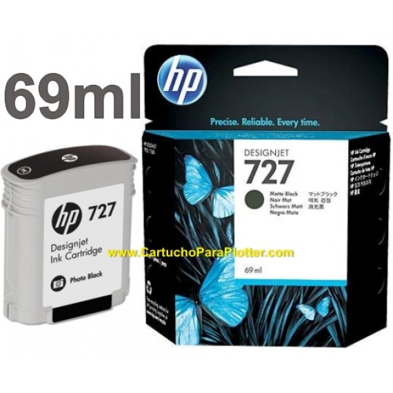 Cartucho HP 727 - Tinta Preto Fosco 69 ml - C1Q11A para Plotter HP Designjet T920, T930, T1500, T1530, T2500 e T2530