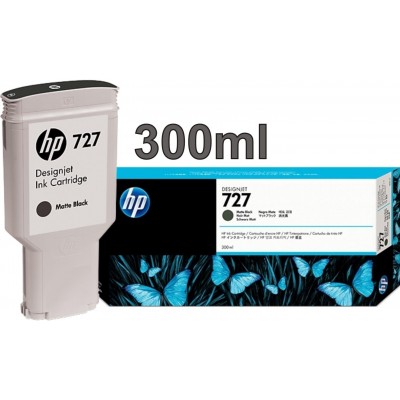 Cartucho HP 727 - Tinta Preto Fosco (MK) 300 ml - C1Q12A para Plotter HP Designjet T920, T930, T1500, T1530, T2500 e T2530