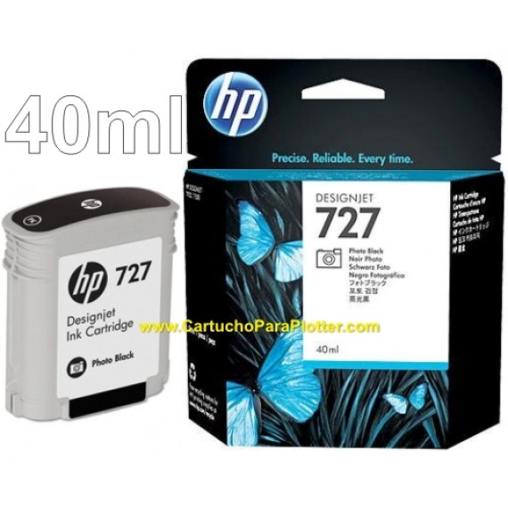 Cartucho HP 727 - Tinta Preto Fotográfico 40 ml - B3P17A para Plotter HP Designjet T920, T930, T1500, T1530, T2500 e T2530