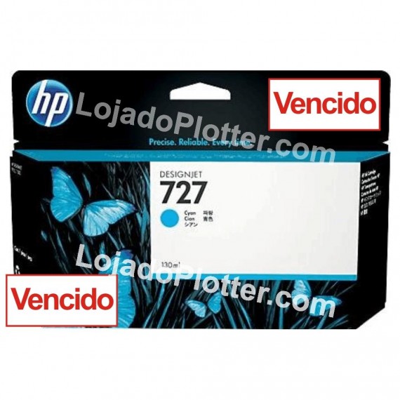 Cartucho HP 727 - Tinta Ciano 130 ml - B3P19A Vencido