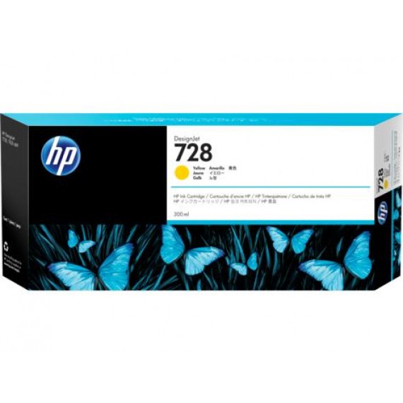 Cartucho de Tinta HP 728 - Tinta Amarelo (Y) 300 ml - F9K15A para Plotter HP T730 e T830