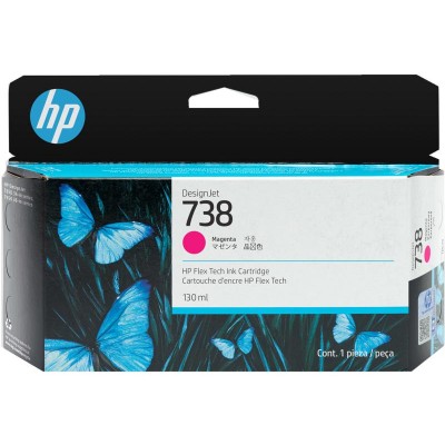 Cartucho HP 738 - Tinta Magenta 130 ml - 498N6A para Plotter HP Designjet T850, T950