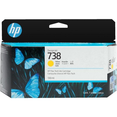 Cartucho HP 738 - Tinta Amarelo 130 ml - 498N7A para Plotter HP Designjet T850, T950