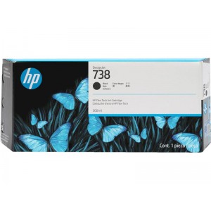 Cartucho HP 738 - Tinta Preto Fosco 300 ml - 498N8A para Plotter HP Designjet T850, T950