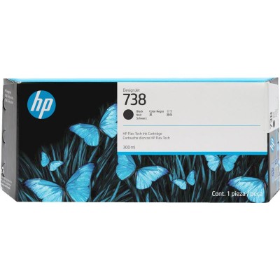 Cartucho HP 738 - Tinta Preto Fosco 300 ml - 498N8A para Plotter HP Designjet T850, T950