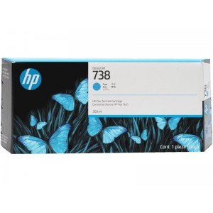 Cartucho HP 738 - Tinta Ciano 300 ml - 676M6A para Plotter HP Designjet T850, T950