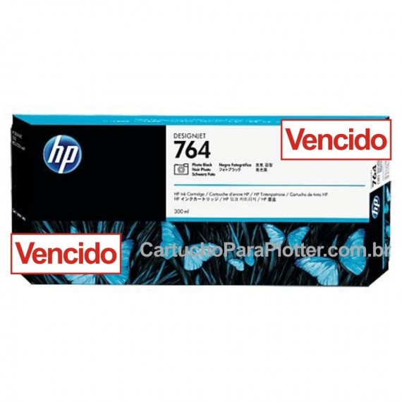 Cartucho de Tinta HP 764 Preto Fotográfico 300 ml C1Q17A Vencido