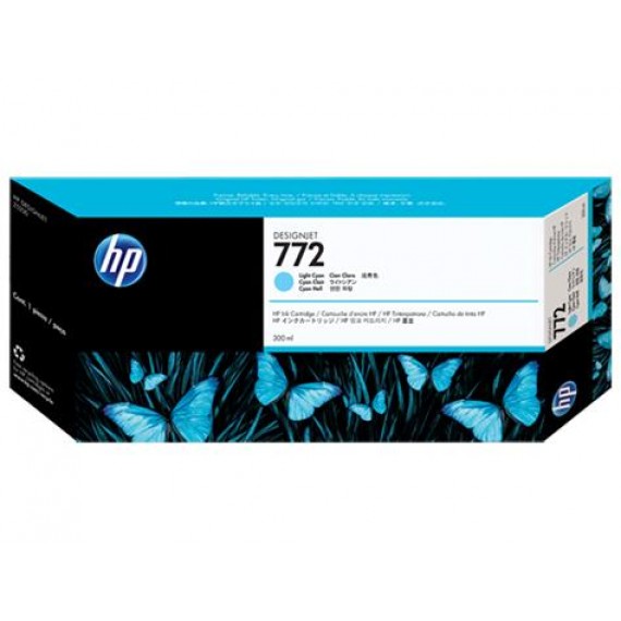 Cartucho HP 772 - Tinta Ciano Claro 300ml - CN632A para Plotter Z5200